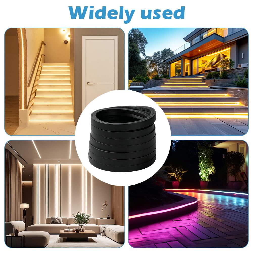 Profil LED en silicone étanche LOMUG, Couverture de bande LED 12×12mm pour bandes LED jusqu'à 9mm, Diffuseur de bande LED flexible et raccourcissable pour plafond, mur, TV, panneau acoustique