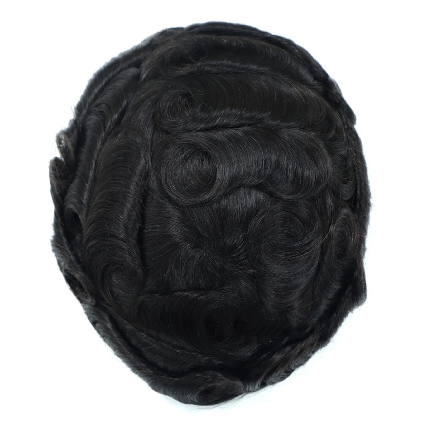 Tupé de pelo para hombres Postizos finos y duraderos for hombre, prótesis de cabello masculino, cabello humano Remy de 6 pulgadas, peluquín for hombres, #1B, sistemas de reemplazo de cabello negro, pe