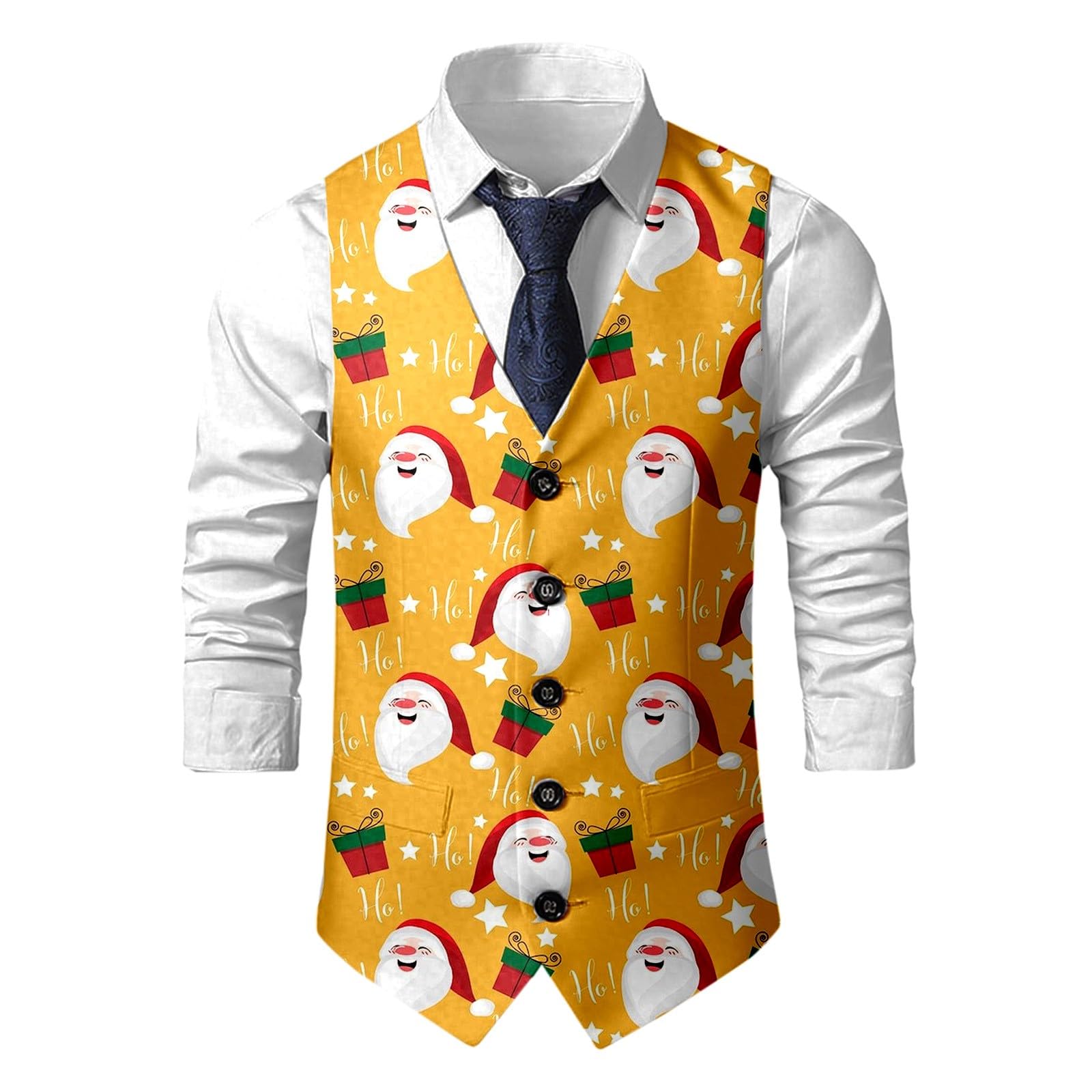 Christmas Waistcoat Mens Christmas Suit Vest un Waistcoat Fun Xmas Festive Happy Xmas Waistcoats V Neck Sleeveless Slim Fit Party Costumes Party Dress Up Vest Suit