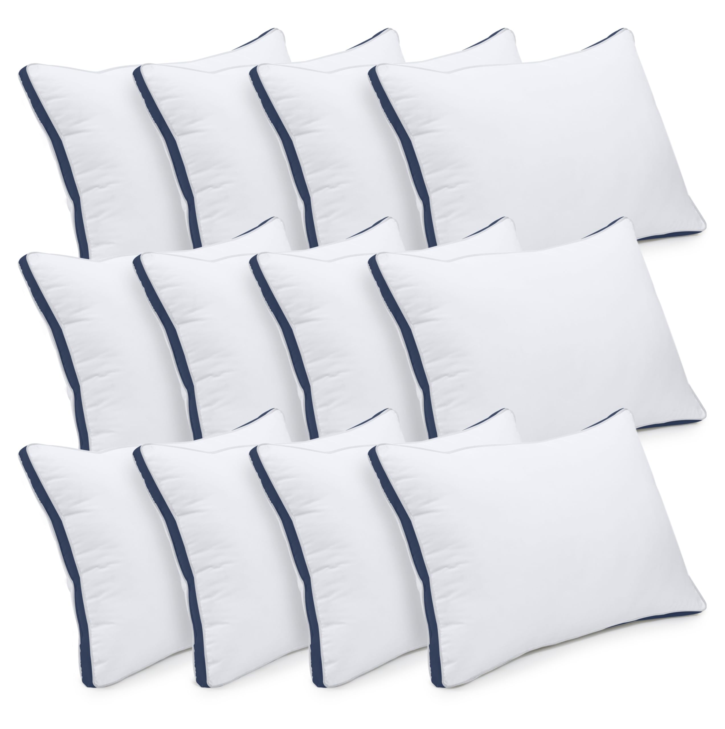 Utopia Bedding Pillows 12 Pack Queen Size, (Navy) Luxury Hotel Quality Pillows, Brushed Fabric, Bed Pillow for Back, Stomach or Side Sleepers - 18 x 26 inch / 45 x 66 cm
