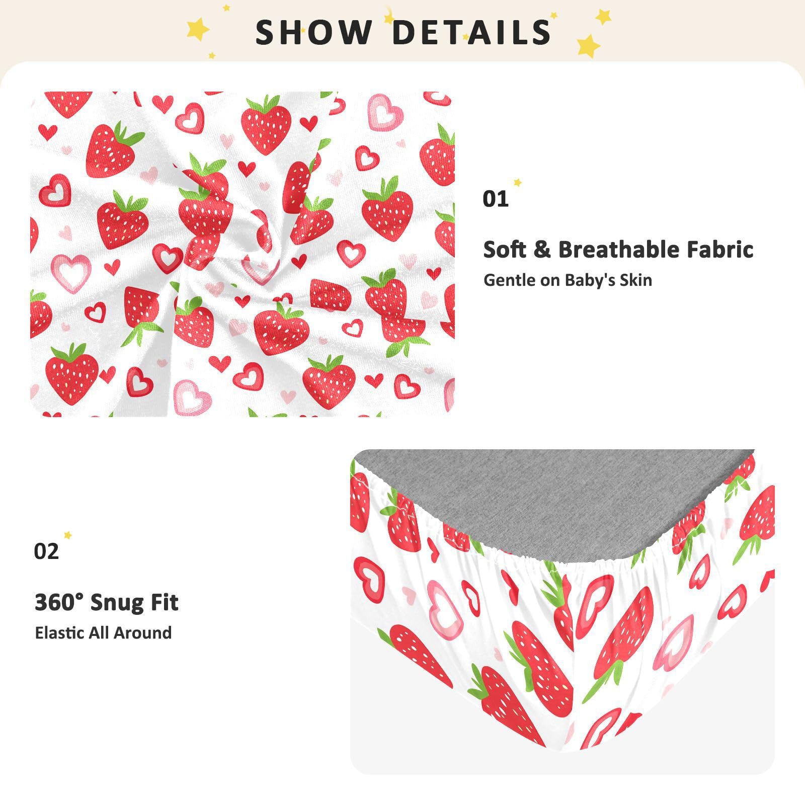Sábanas de algodón para cuna para bebés, niños y niñas, ultrasuaves, estilo campestre, San Valentín, para decoración de guardería, 1 paquete de sabanas para 52 x 28 pulgadas