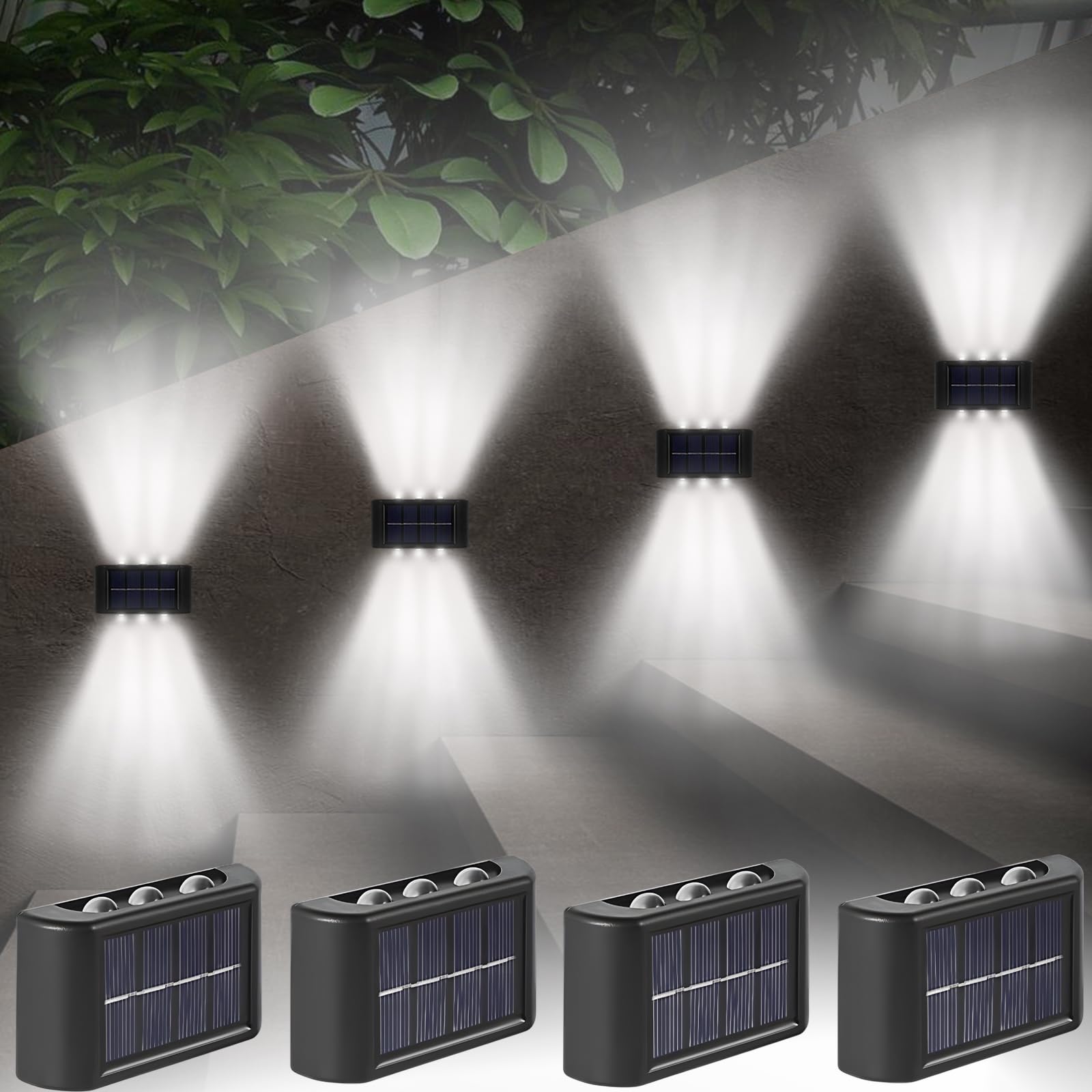 Luci Solari Da Parete Per Esterni – Confezione Da 4 Con RGB, Bianco Caldo/freddo, Impermeabili IP65, 200 Lumen, 12 Ore Di Autonomia