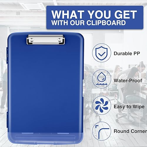 Vista 92 de Sooez Portapapeles con almacenamiento, tableros de clip de alta capacidad de 8.5 x 11 pulgadas con almacenamiento, carpeta de portapapeles de Rosa