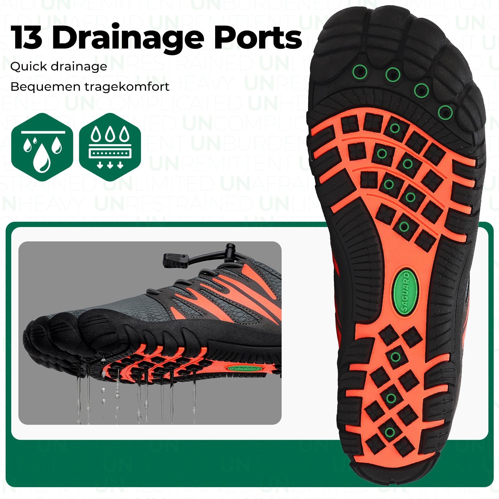 SAGUARO Scarpe Barefoot Uomo Scarpe da Scoglio Leggere Traspiranti Asciugatura Rapida, 39-48