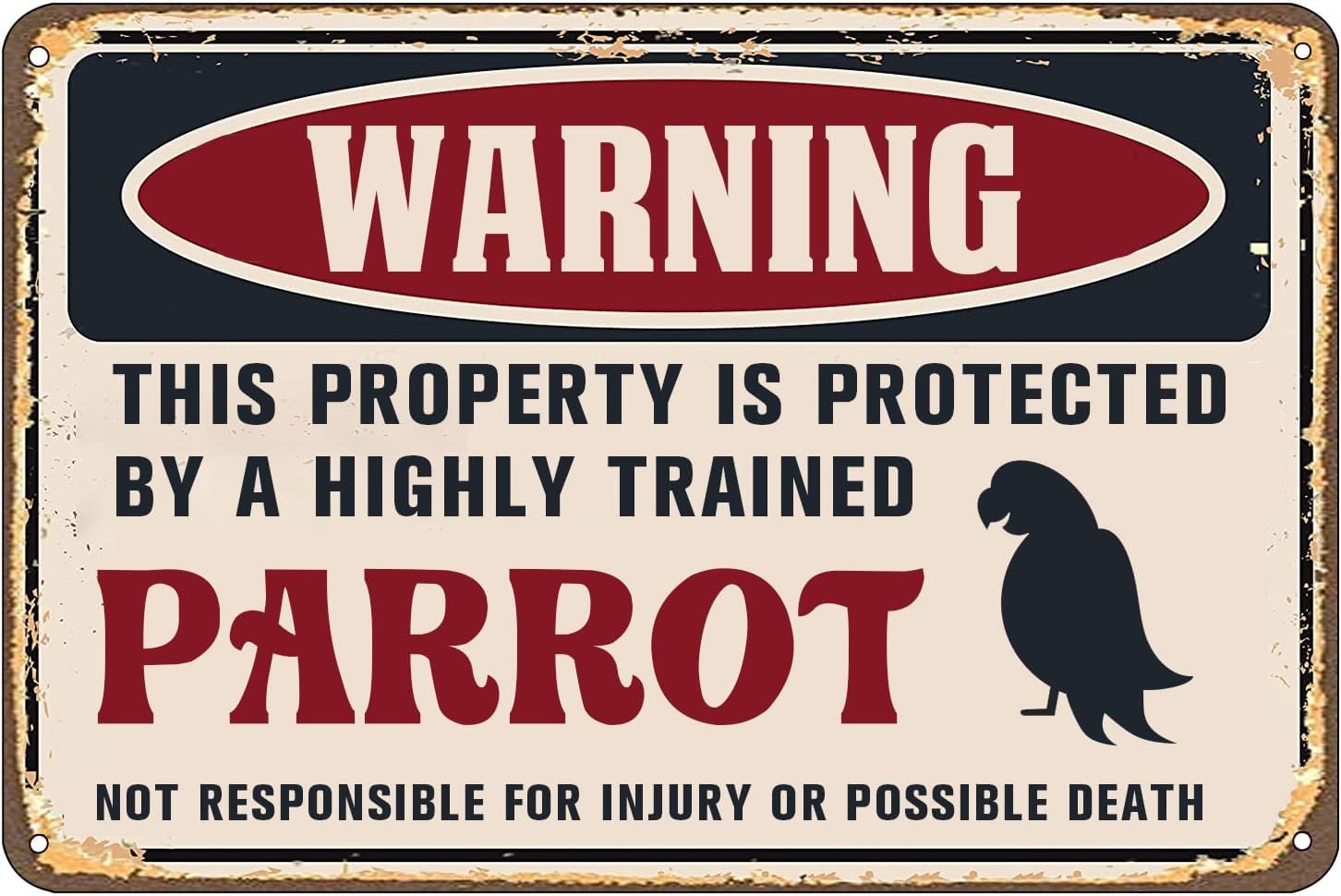 Anceky Funny Metal Signs Parrot Accessories Bird Sign Parrot Warning Tin Sign For Garage Store Club Bar Home Party Coffee Restaurant Farm Supermarket 5.5x8 Inch