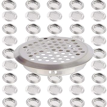 30Pcs Air Vents 2 Inch(53mm) Circular Soffit Vent Stainless Steel Round Vent Mesh Hole Louver for Kitchen Bathroom Cabinet Wardrobe