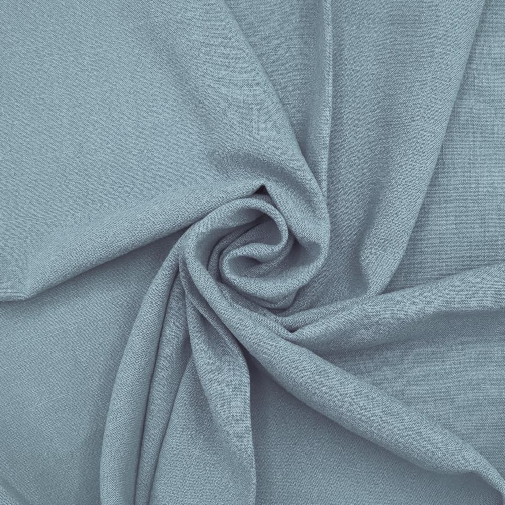 Stone Washed Linen Viscose Fabric Plain Oeko-Tex Dressmaking Soft 136cm Wide (Price Per Metre) (Azure)
