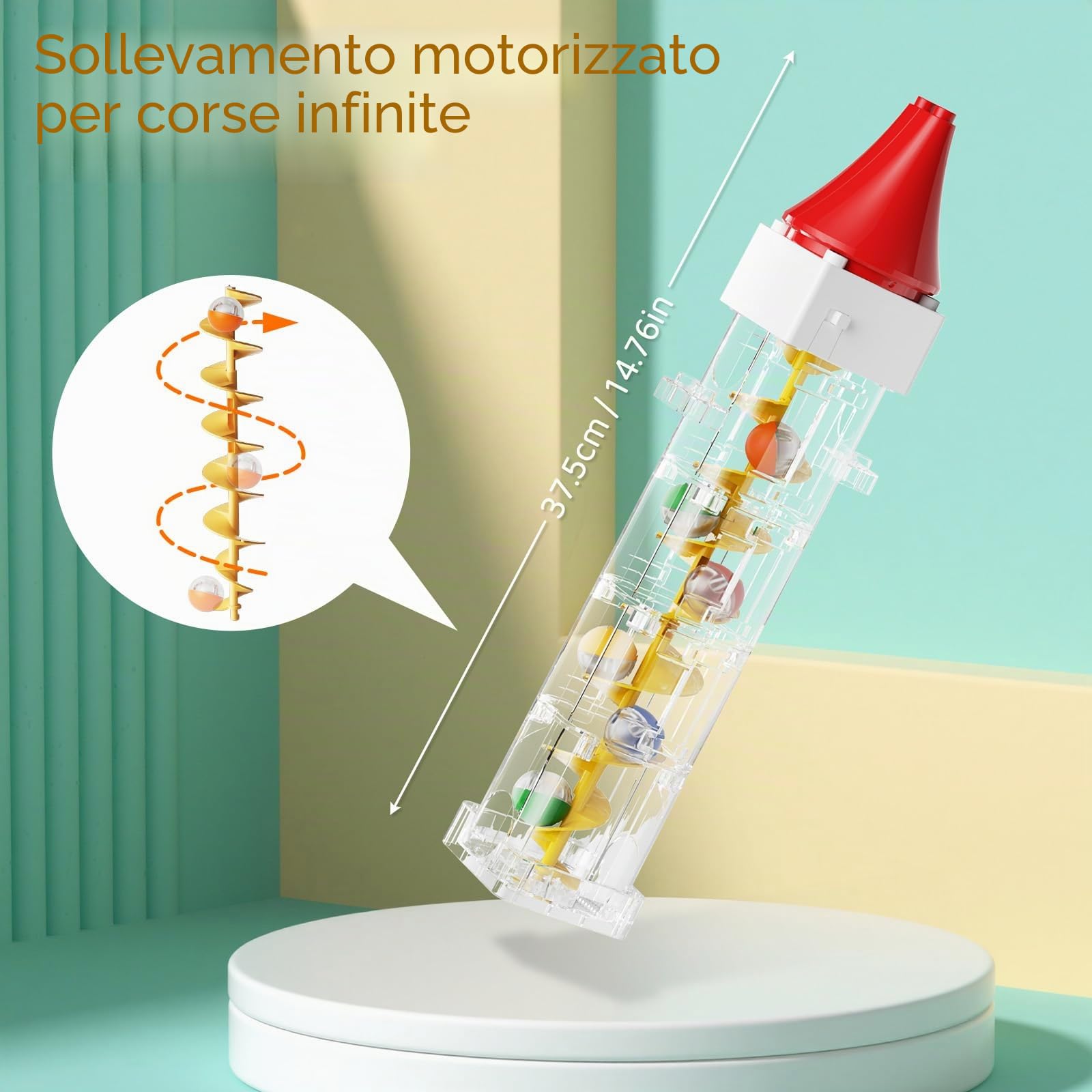 Pista di marmotta giocattolo con ascensore motorizzato - Kit di costruzione Perpetuum mobile STEM per bambini