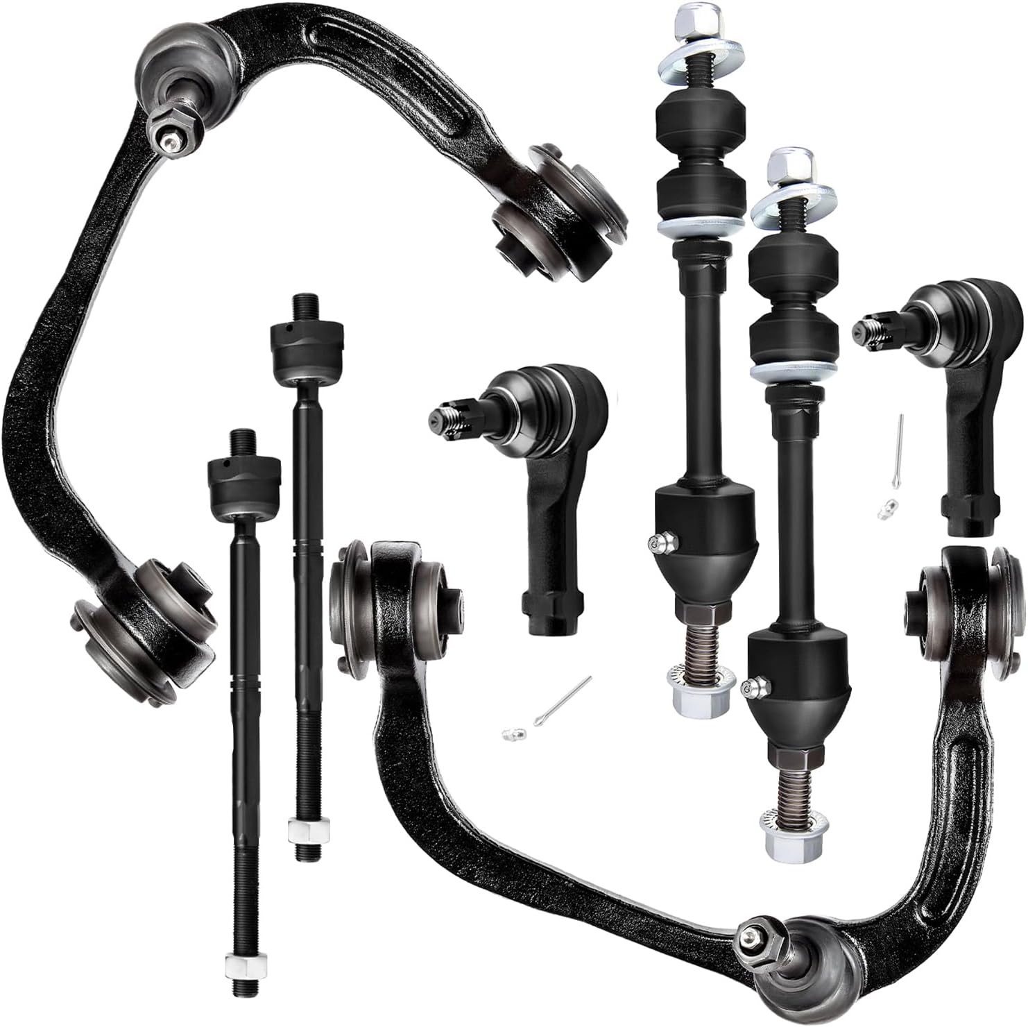 SCITOO 8pcs Front Suspension Kit Upper Control Arm And Ball Joint Inner Outer Tie Rod End Sway Bar End Link Replacement for 2005-2008 for Ford for F-150 2006-2008 for Lincoln Mark LT