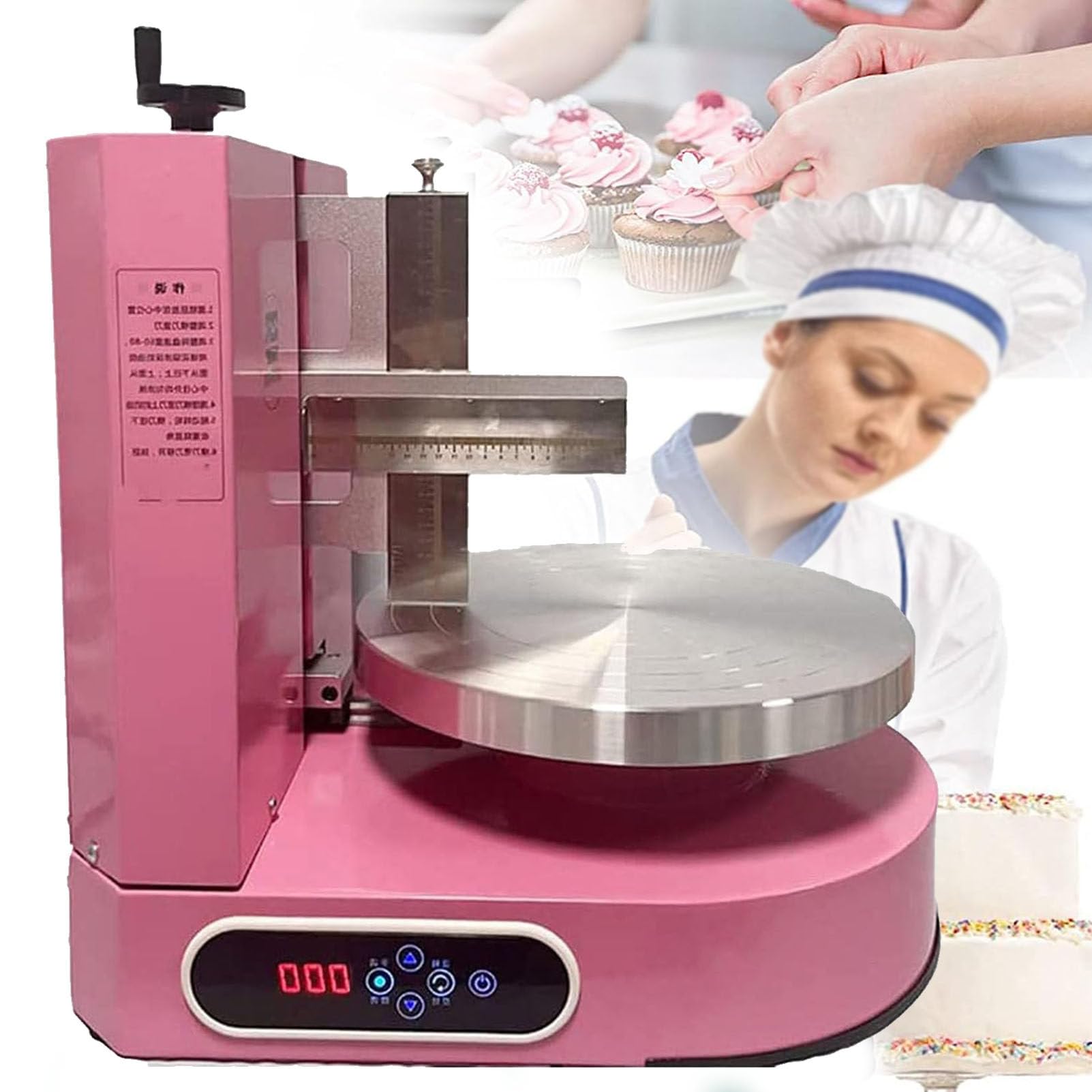 Esparcidor de mantequilla para tartas, máquina de decoración de 4 a 12 pulgadas para tartas de cumpleaños, máquina de decoración de revestimiento suave, raspador eléctrico ajustable de