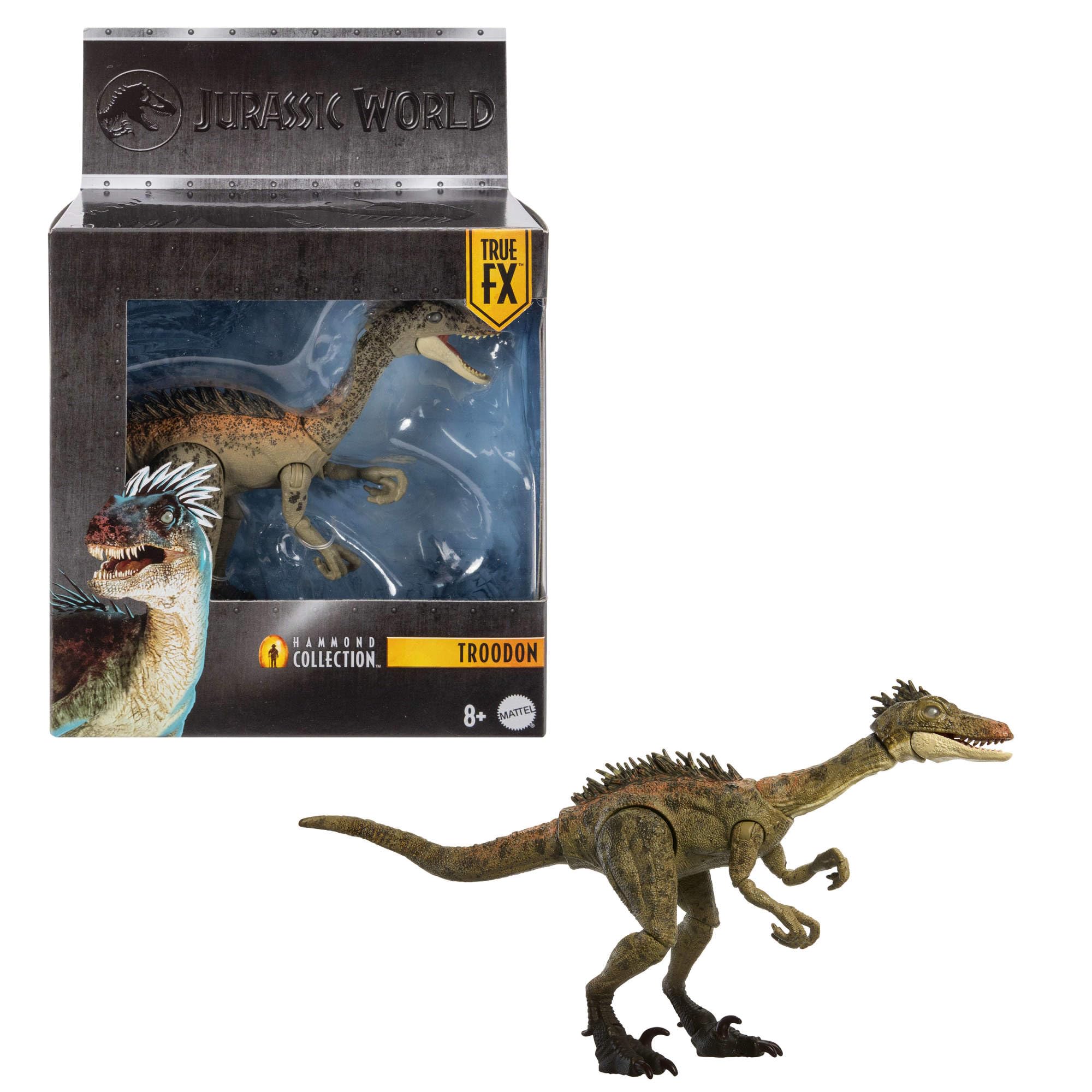 Mattel Jurassic World Hammond Collection, Dinosauro Troodon, dettagli autentici e articolazioni, per adulti e bambini dagli 8 anni in su, JDJ11, Nero