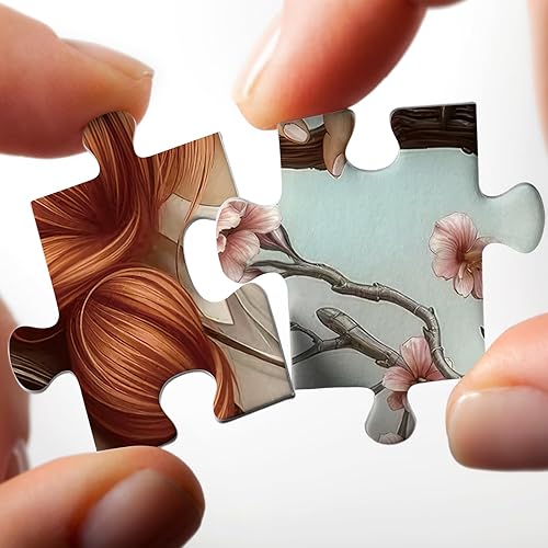 Miniatura 4 de Rompecabezas de dragón de mujer mágica para adultos, 1000 piezas, rompecabezas de flores vintage de fantasía, rompecabezas de arte imposible y