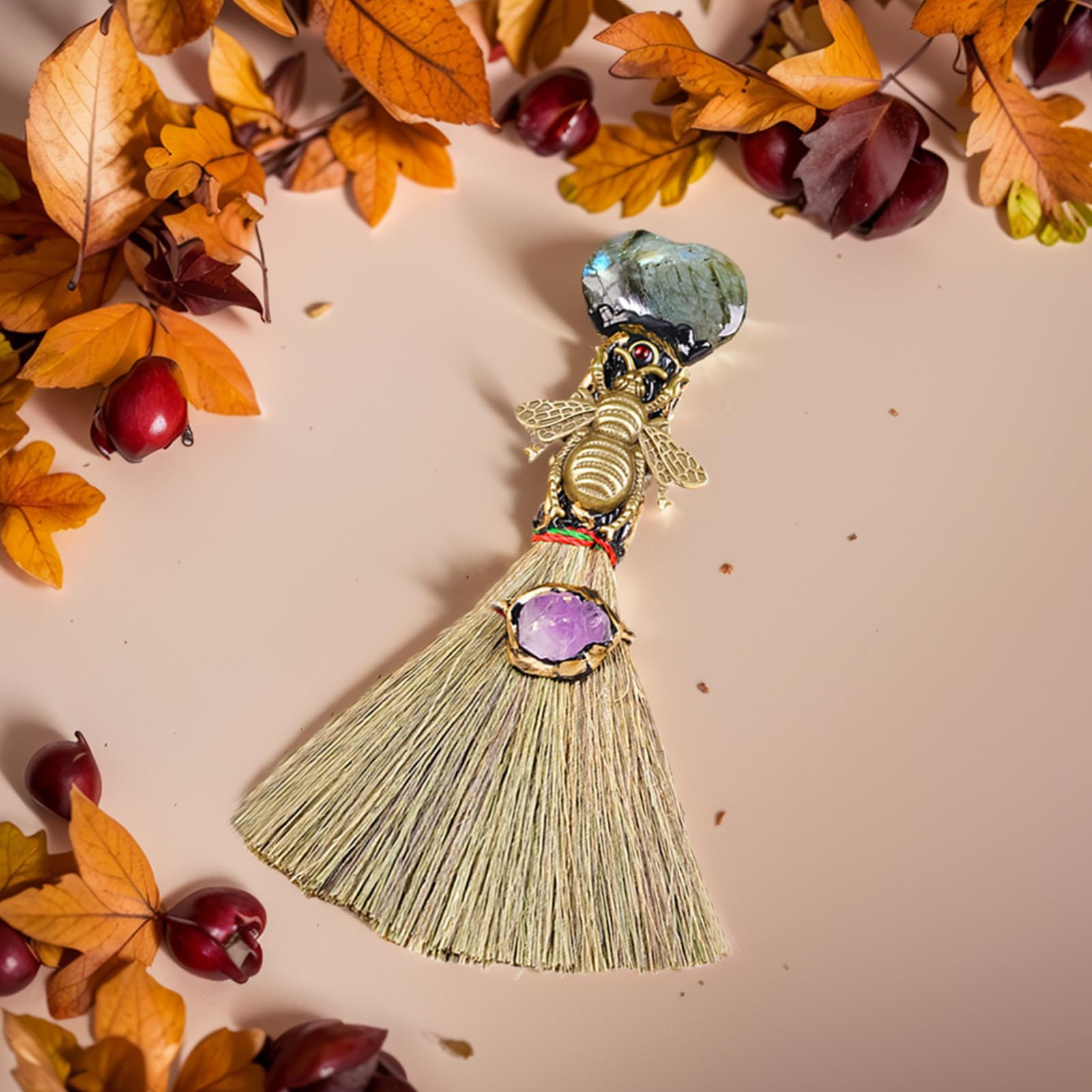 Mini Balai De Sorcière Usefulbeauty - Pendentif Cristal 17cm - Décoration Wiccan