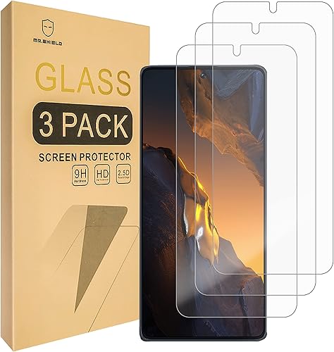 Mr.Shield Paquete de 3 Protector de pantalla para Xiaomi Poco F5 vidrio templado Vidrio japonés con dureza 9H Protector de pantalla con reemplazo de