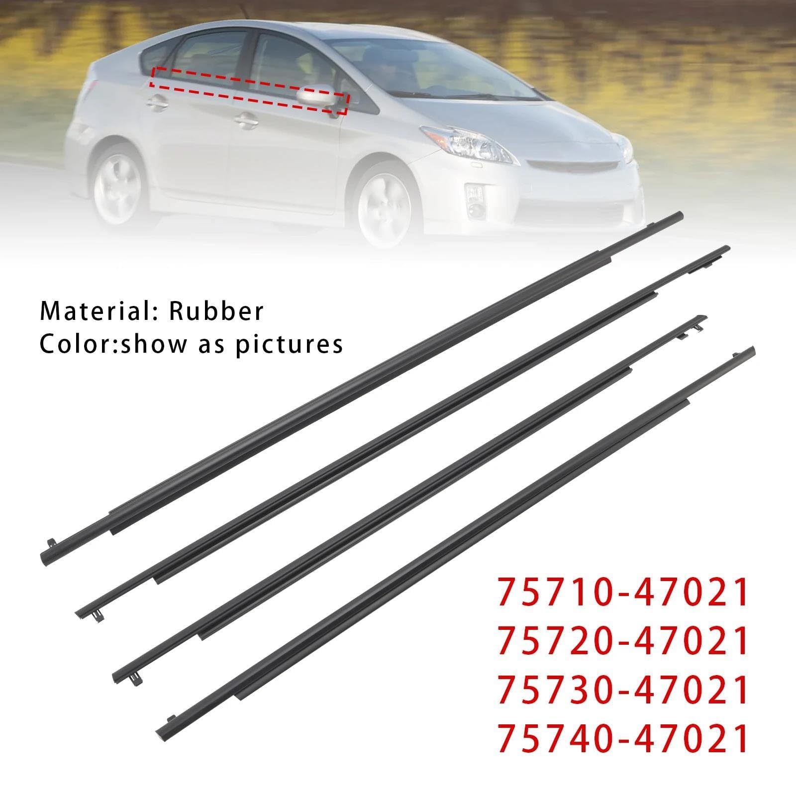 Striscia Tenuta Portiera 4 Pezzi Guarnizione Esterna Cintura In Vetro Porta Per Toyota Per Prius 2010-2015 Accessori Auto Guarnizioni