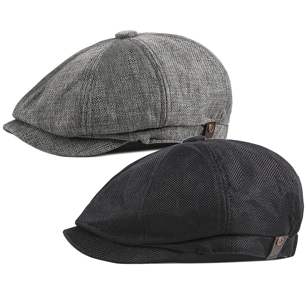 LUTICELI Hombres Lino Newsboy Cap Transpirable Verano Boina Hiedra Sombreros Cabbie Caps
