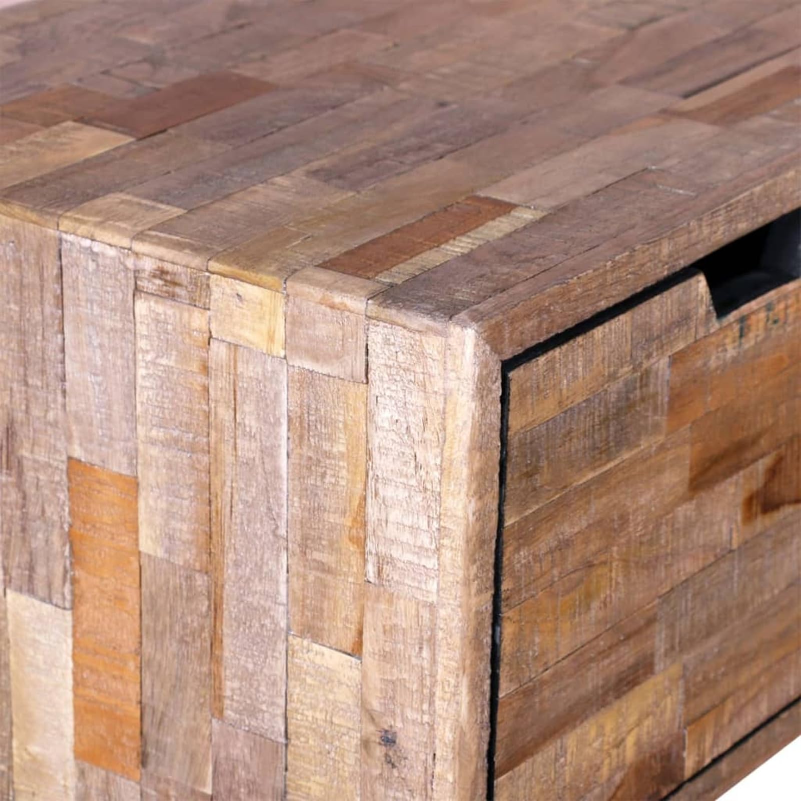 Homgoday Mesa Consola con 3 cajones de Madera de Teca reciclada Mesas auxiliares de salón,Mesa Consola Recibidor Mueble de Entrada Estrecha Clásica