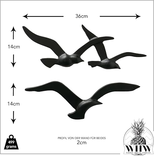 Miniatura 3 de WHW Whole House Worlds Americana Flying Birds - Arte de pared de metal, hecho a mano, fundido de aluminio, acabado negro mate, bajorrelieve, 15.25