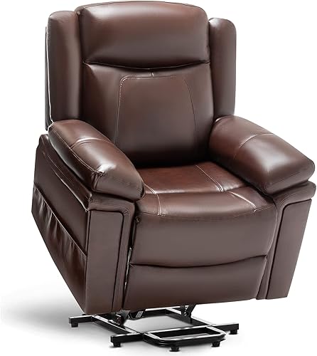 Erinnyees Silla reclinable eléctrica con masaje para ancianos piel sintética sintética 2 bolsillos laterales botón lateral fácil de alcanzar para