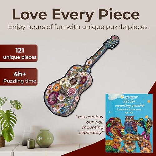 Miniatura 9 de Rompecabezas de madera de instrumentos musicales para adultos  Piano único A3 con 131 piezas  Rompecabezas con formas únicas  Juegos familiares para