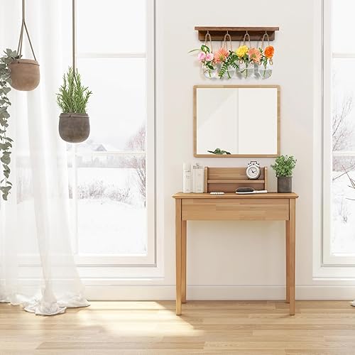 Miniatura 5 de ohohFLOWER 4 macetas de vidrio para colgar en la pared para plantas de interior, estación de propagación de escritorio, maceta de pared con soporte