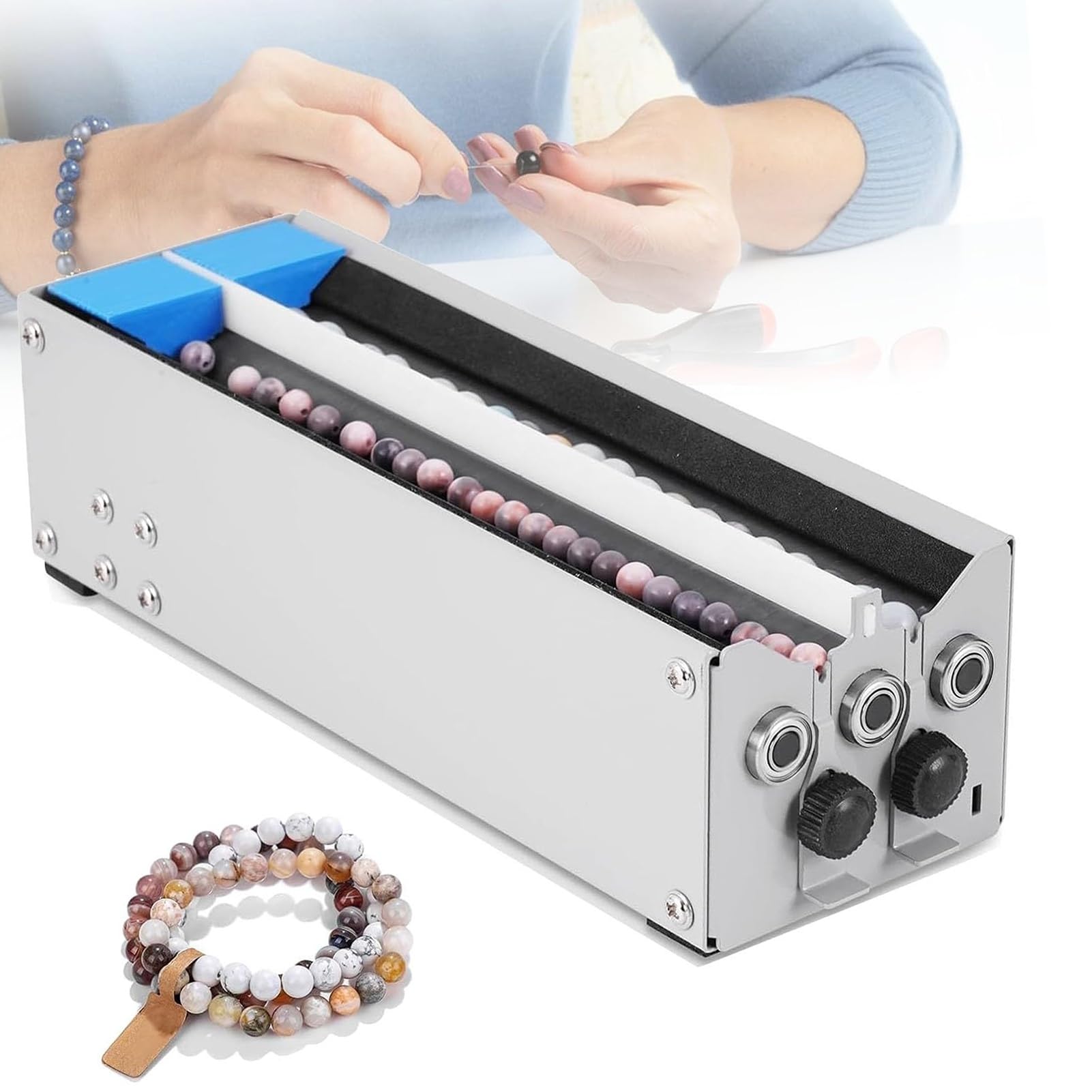 Przenośne nawlekanie koralików, elektryczne wirowanie koralików, zakres nawlekania koralików 1,5–17 mm, 2 kanały Elektryczne nawlekanie koralików na bransoletkę Wirówka do koralików