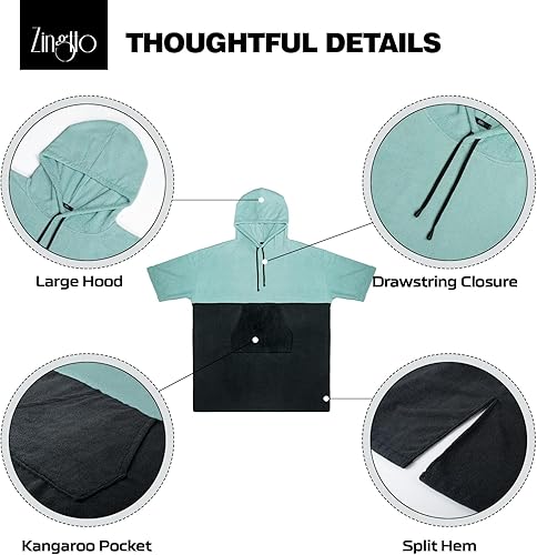 Miniatura 4 de Poncho de surf, bata cambiadora, manga 34, extra grande, gruesa, con capucha, poncho para hombres y mujeres, natación en la playa, 39 x 33 pulgadas,