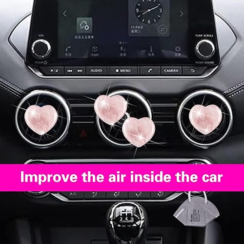 Miniatura 7 de ZBGUN 4 clips de salida de aire acondicionado para automóvil, forma de corazón simulado, exquisitos adornos de salida de aire, accesorios