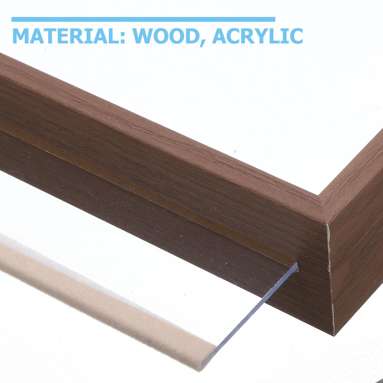 IMIKEYA Photograph Frame A4 in Legno Noce, Cornice Galleggiante Trasparente, Display Frame da Tavolo per Casa e Ufficio