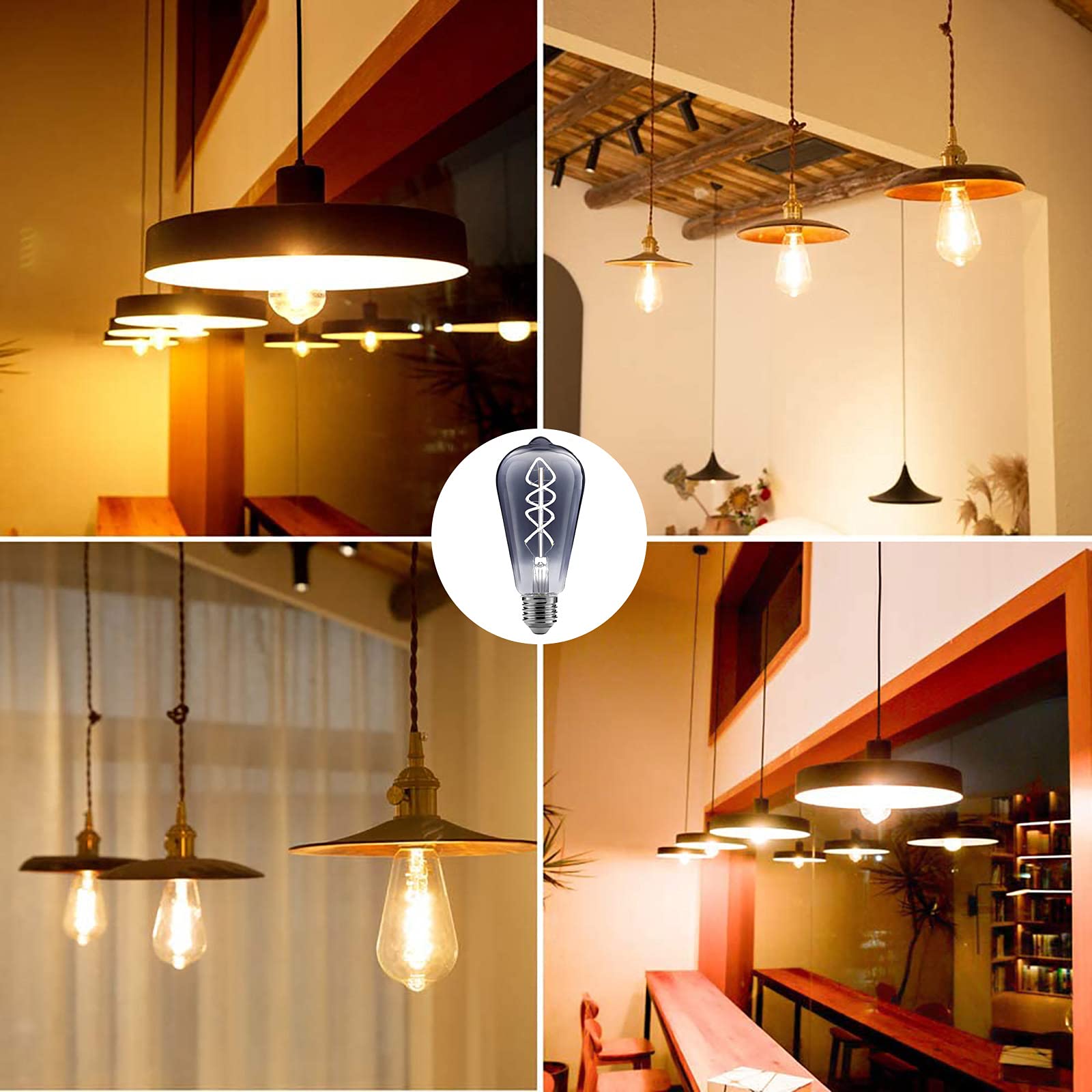 Edison Vintage Glühbirne E27-6W 465 LM LED Filament Lampe, Ersazt 60W Halogenlampen, Kaltes Weiß 6500K Antike Lampe Ideal für Retro Beleuchtung im Haus Café Bar - 6 Stück