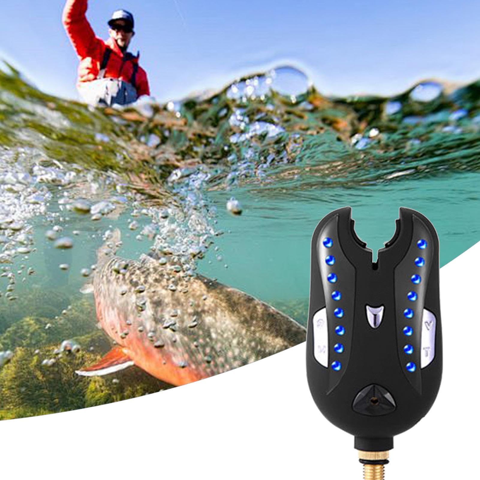 Elektronischer Fischbissalarm, Angelruten-Sensoralarm | Akustischer Bissalarm zum Angeln | Hochempfindlicher Sensor-Polalarm, elektronischer Leuchtalarm für verbesserte Angeleffizienz