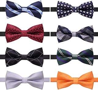 Sponsored Ad - AUSKY 8 PACKS Elegant Adjustable Pre-tied bow ties for Men Boys in Different Colors（1&4&5&6&8Pack for option)