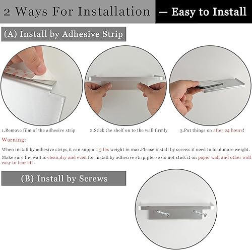 Miniatura 3 de JDGOOMA Estantes de pared flotantes de acrílico  Pequeño estante de teléfono para montaje en la pared, estante inteligente para altavoces para baño,