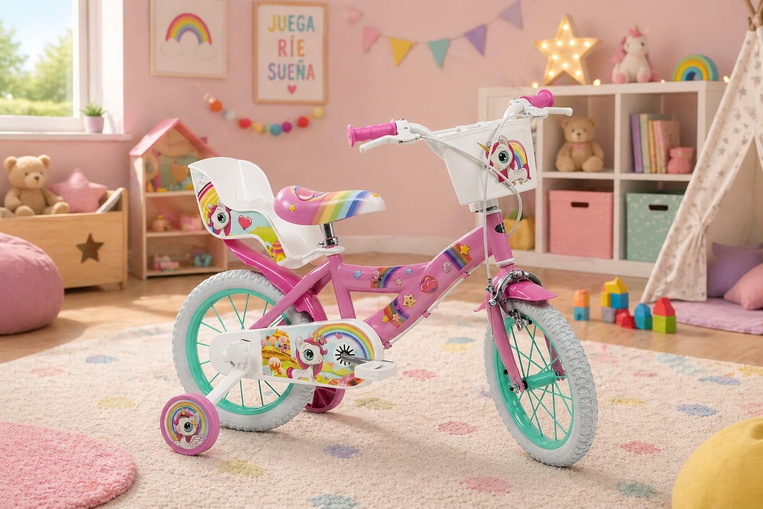 TOIMSA Einhorn-Fahrrad, 35,6 cm (14 Zoll), 4/6 Jahre