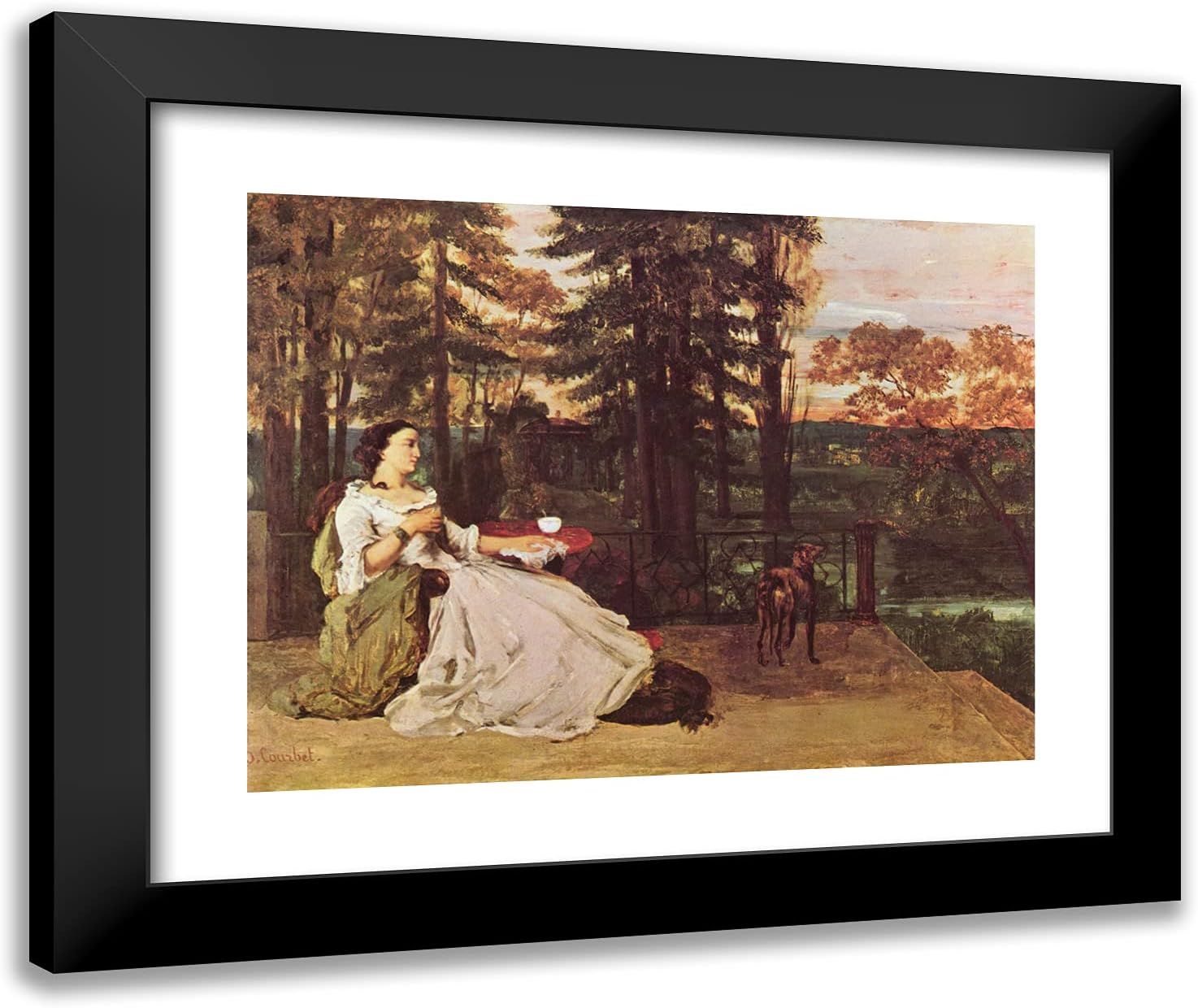 ArtDirect Courbet, Gustave 24x20 Gold Ornate Framed Art Print with Double Matting Titled: Woman of Frankfurt