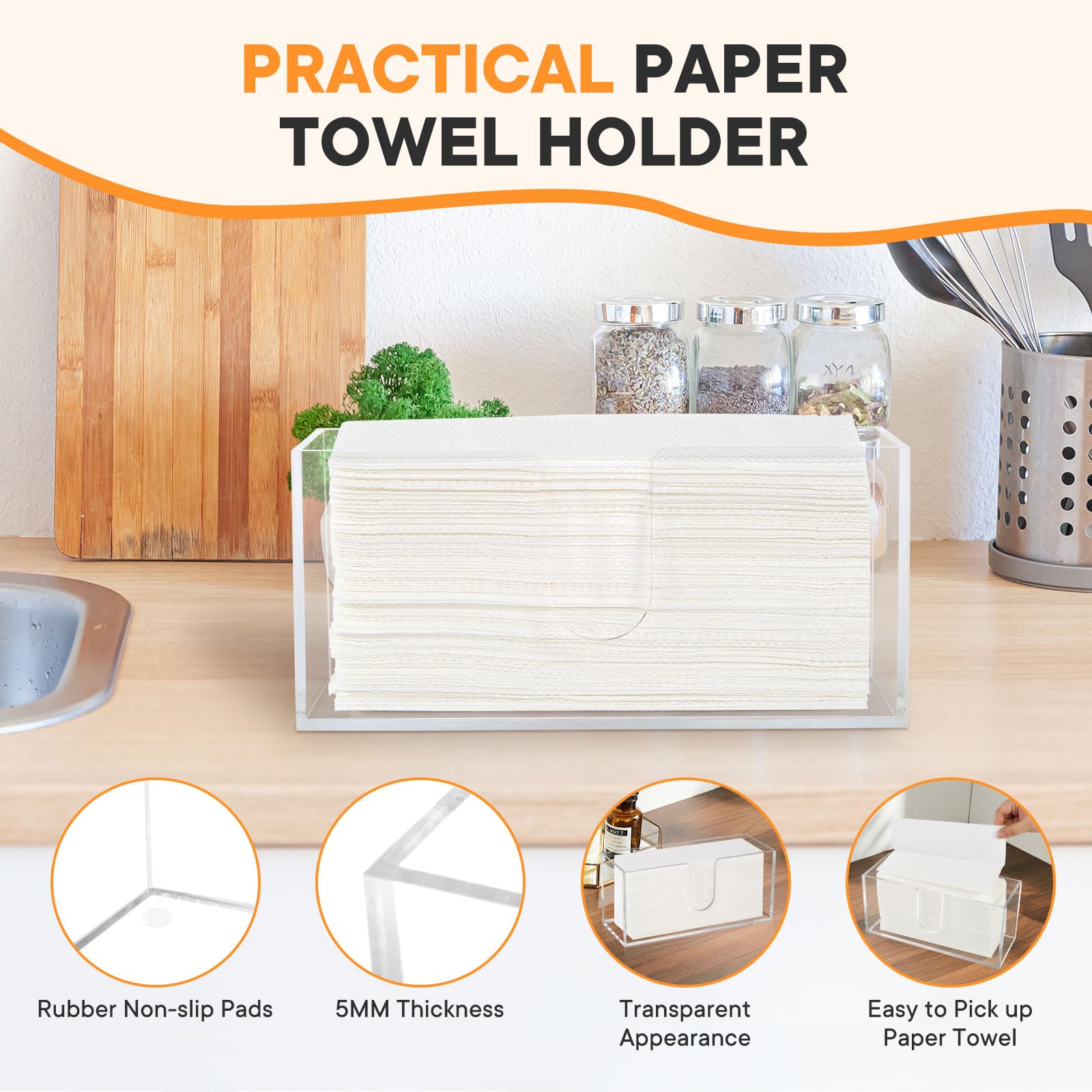 Dispensador de toallas de papel acrílico, soporte para toallas de papel transparente, soporte para servilletas de triple pliegue, adecuado para toallas de papel plegables en Z, plegado en