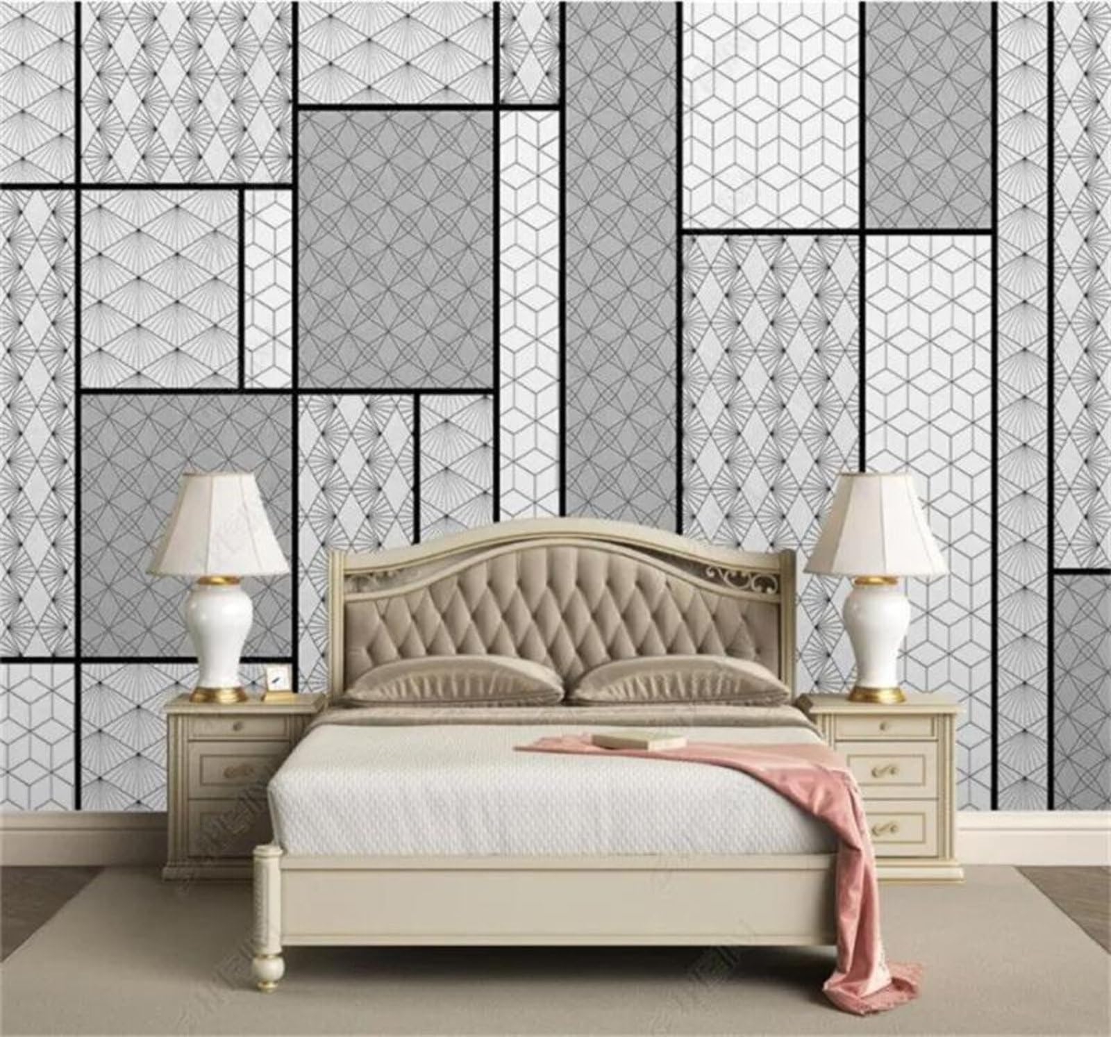 Tzxztt 200Cm×140Cm(B×H) Creative Cartoon Three Dimensional Unique Artistic Geometric Modern 3D Wallpaper Premium Textured Silk Neutral Tones Material Ideal For Living Room Bedroom-200Cm×140Cm