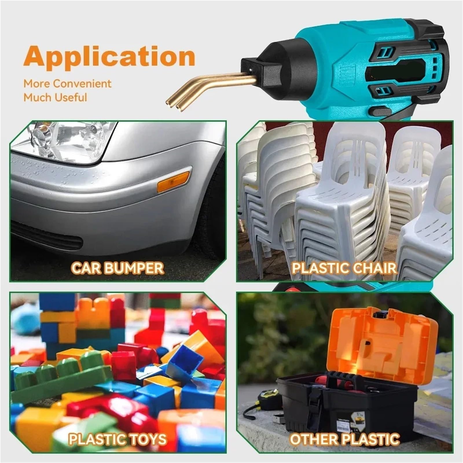 Kit Riparazione Paraurti Auto Kit di Riparazione efficiente per Crepe e Fessure in plastica per paraurti Auto, Ricaricabile,Pistola per Saldatura plastica 500℃