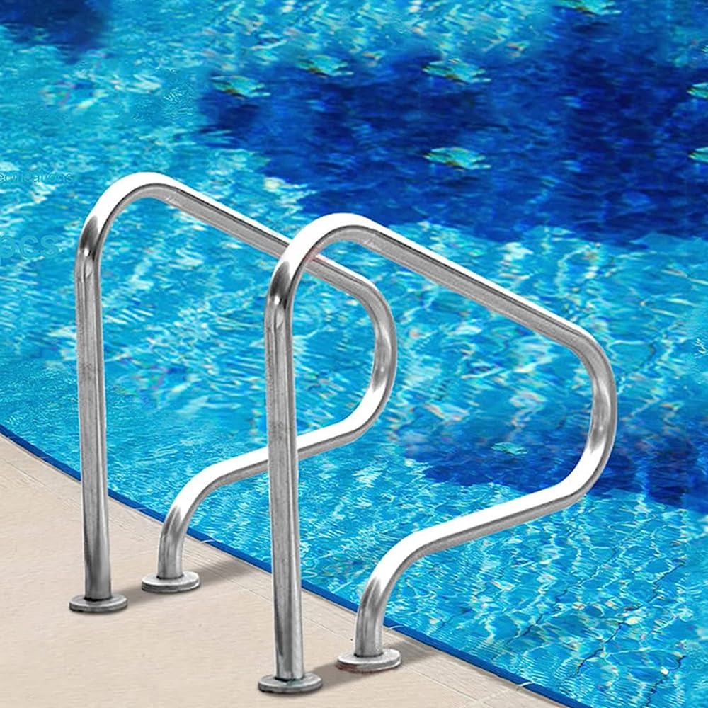 MSHGSKU Pool Railing, 2PCS Stainless Steel Swimming Pool Handrails, Pool Step Hand Rail, Inground Pool Hand Rail for Pools and Spas