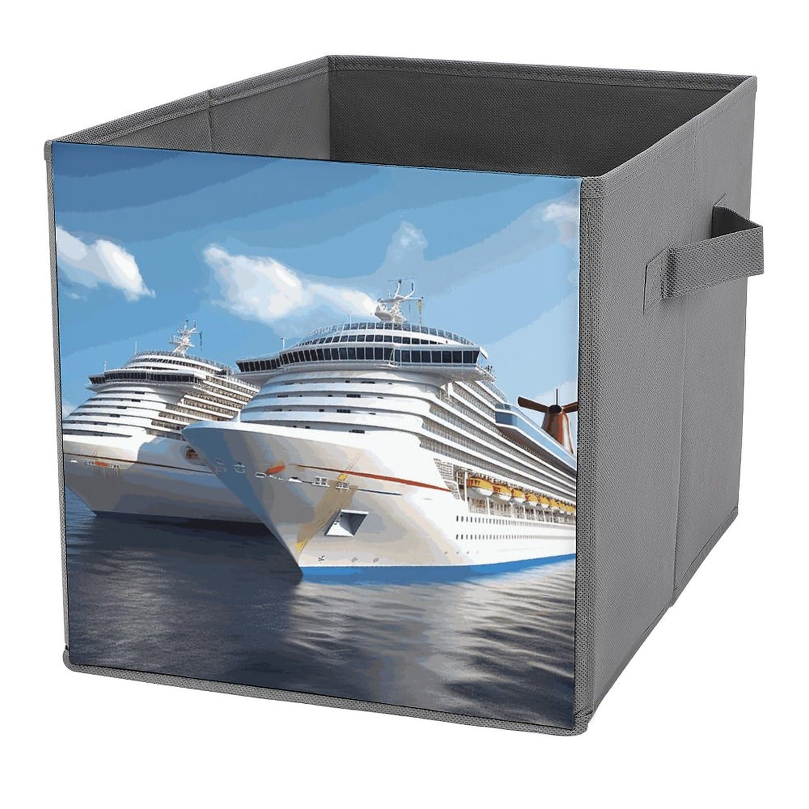 Conteneur de rangement imprimé bateau de croisière pour linge et maison