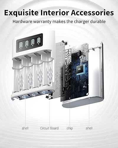 Miniatura 4 de EBL Paquete de 8 pilas AA AAA con cargador de batería inteligente LCD de 4 bahías, incluye 4 baterías recargables dobles A de 2800 mAh y 4 baterías
