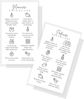 Manicure and Pedicure Aftercare Client Instruction Cards Nail Salon | 50 pk | Matches Loyalty Discount with care removal instructions for Nail Tech to handout clients desk 2x3.5” Minimalist
