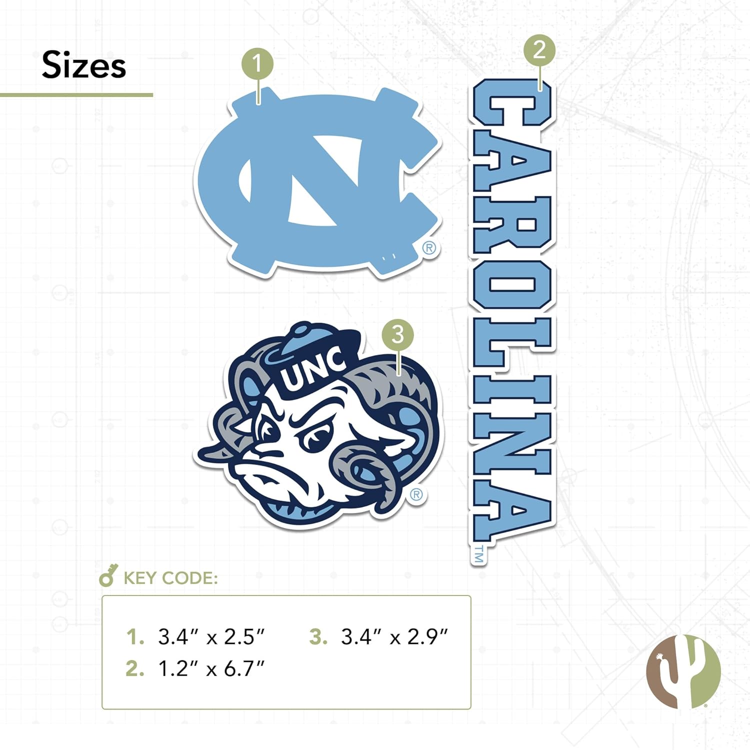 Desert Cactus University of North Carolina Sticker UNC Chapel Hill Tar Heels Vinyl Decals Laptop Water Bottle Car Scrapbook T5 (Type 5-1) - Image 3