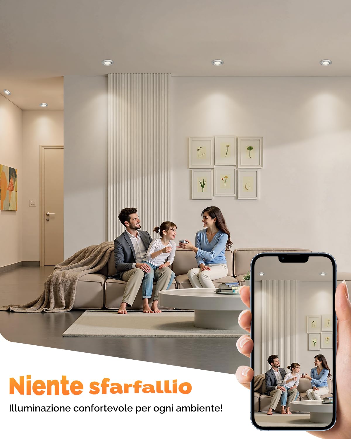 wowatt Faretti LED da Incasso per Cartongesso Dimmerabili 6W 640LM 3CCT | Regolabile Calda 3000K Naturale 4000K Fredda 6000K, Faretti da Soffitto Orientabili, IP44 Faretto incasso foro 68mm, Set da 6