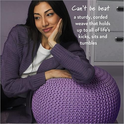 Miniatura 18 de Urban Lifestyle Puf de punto redondo - Algodón tejido a mano, marfil Marfil,Azul,Gris oscuro,Índigo/ azul marino,Gris claro,Negro -,gris