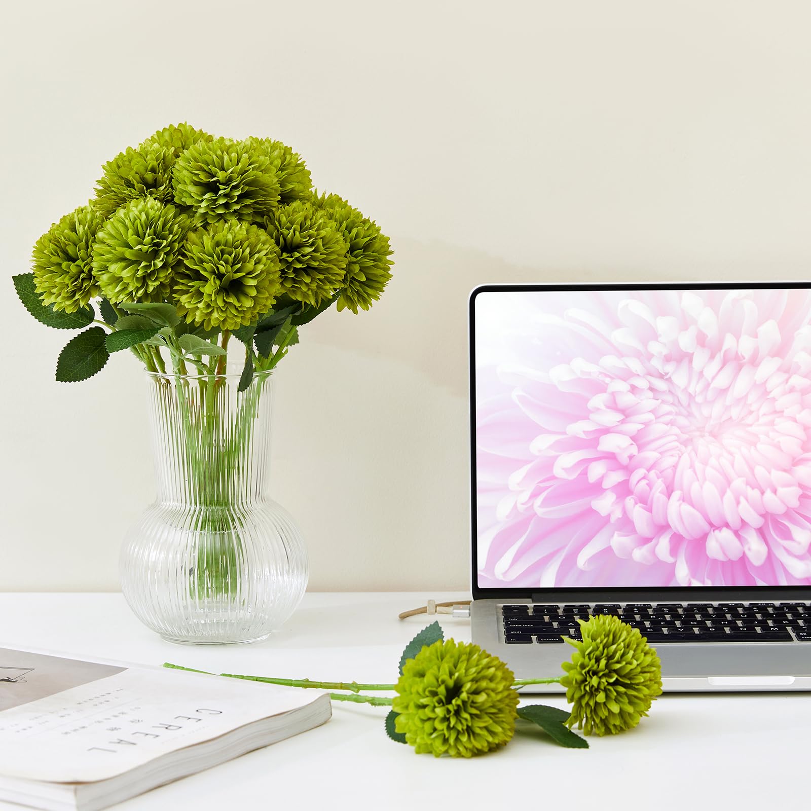 XIANNVXI 12 Bouquet Hortensia Fausse Vert Artificielle ChrysanthèMe Bouquet | ChrysanthèMe Bouquet De Fleurs Artificielles Pour La Maison Garden Party DéCoration Bouquets De MariéE