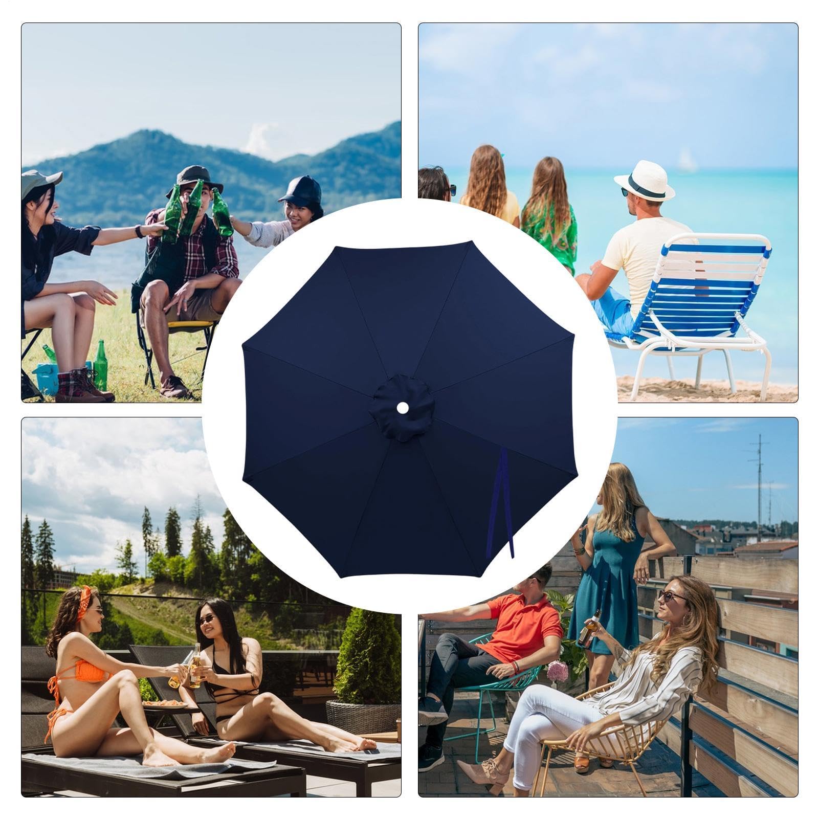 Toile de rechange pour parasol d'extérieur Toile Imperméable 8 Baleines
