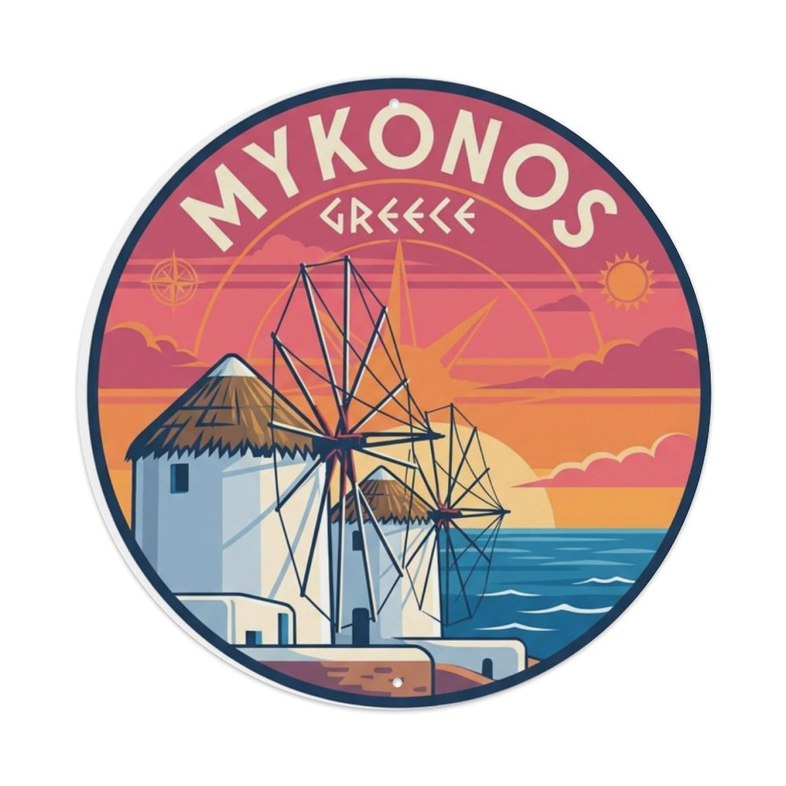 Metal Tin Sign Greece Vintage Travel Mykonos