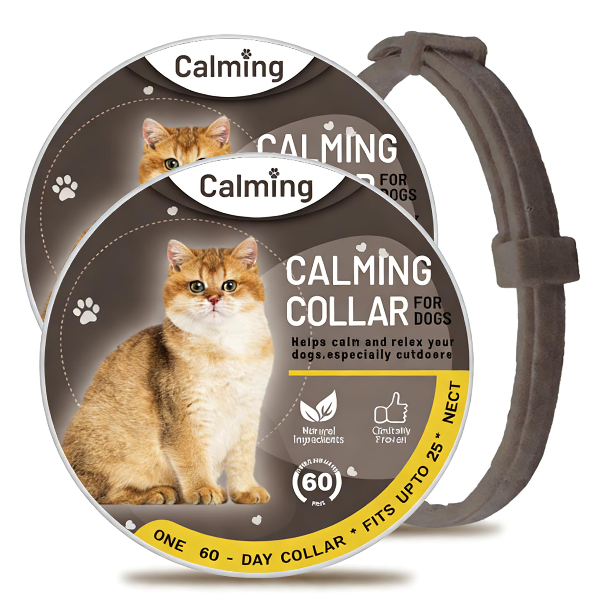 Pack of 2 Calming Collars for Cats & Dogs with Pheromones - Adjustable, Durable (120 Days), Clinically Proven Against Stress & Anxiety (Currant, 38 cm (Cat))