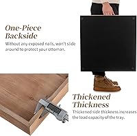 Vista 5 de Hanobe Bandeja Otomana Cuadrada Grande: Bandejas de Madera para Servir Extra Grandes Bandeja Decorativa Rústica para Mesa de Café Otomana con Asas